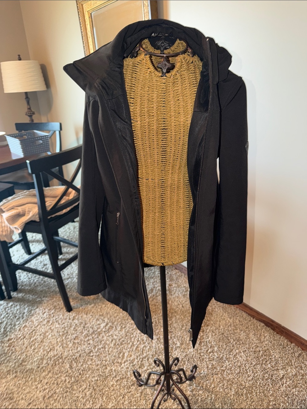 Andrew Marc Black Hooded Trench Coat